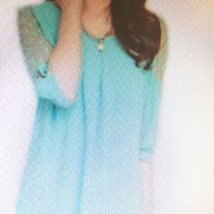 Summer blouse O neck, half sleeve, light green